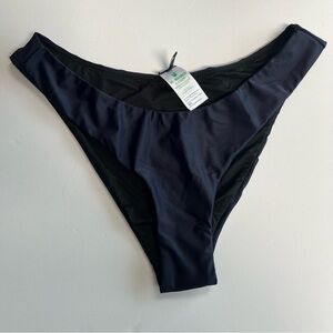J. Crew Curved-waist cheeky bikini swim bottom Ladies size large Navy blue